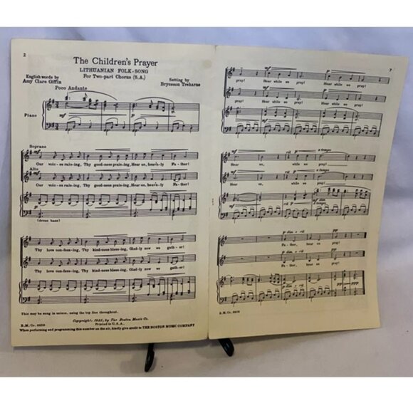 The Children's Prayer Sheet Music 1931 Boston Music Co. 2-part Chorus S.A. - Picture 3 of 9